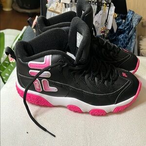 Fila Black and Pink High-Top Sneakers